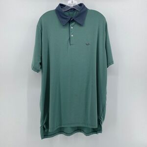Southern Marsh Mens XL Green Navy Striped Performance Golf Polo Shirt